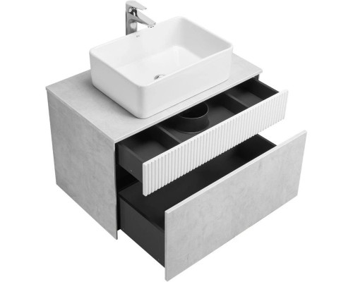 Заказать Тумба с раковиной светло-серый/белый матовый 80 см Акватон Марбл 1A2762K1MH4C0 в магазине сантехники Santeh-Crystal.ru