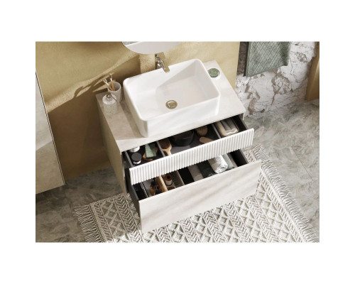 Заказать Тумба с раковиной светло-серый/белый матовый 80 см Акватон Марбл 1A2762K1MH4C0 в магазине сантехники Santeh-Crystal.ru