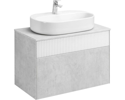 Приобрести Тумба с раковиной светло-серый/белый матовый 80 см Акватон Марбл 1A2762K3MH4C0 в магазине сантехники Santeh-Crystal.ru