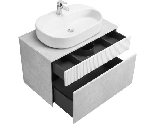 Приобрести Тумба с раковиной светло-серый/белый матовый 80 см Акватон Марбл 1A2762K3MH4C0 в магазине сантехники Santeh-Crystal.ru