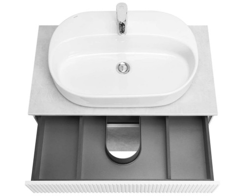 Приобрести Тумба с раковиной светло-серый/белый матовый 80 см Акватон Марбл 1A2762K3MH4C0 в магазине сантехники Santeh-Crystal.ru