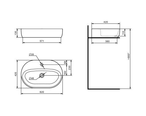 Приобрести Тумба с раковиной светло-серый/белый матовый 80 см Акватон Марбл 1A2762K3MH4C0 в магазине сантехники Santeh-Crystal.ru