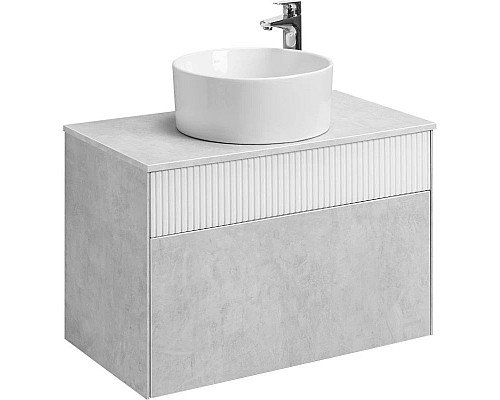Купить Тумба с раковиной светло-серый/белый матовый 80 см Акватон Марбл 1A2762K2MH4C0 в магазине сантехники Santeh-Crystal.ru