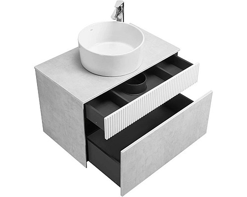 Купить Тумба с раковиной светло-серый/белый матовый 80 см Акватон Марбл 1A2762K2MH4C0 в магазине сантехники Santeh-Crystal.ru