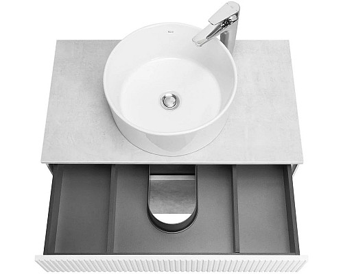 Купить Тумба с раковиной светло-серый/белый матовый 80 см Акватон Марбл 1A2762K2MH4C0 в магазине сантехники Santeh-Crystal.ru