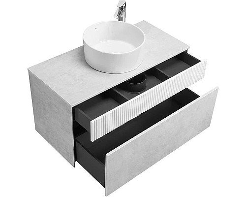 Приобрести Тумба с раковиной светло-серый/белый матовый 100 см Акватон Марбл 1A2763K2MH4C0 в магазине сантехники Santeh-Crystal.ru