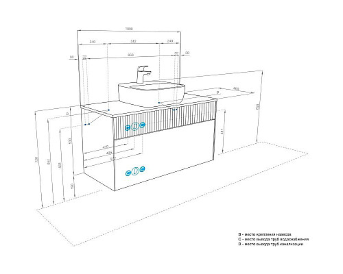 Приобрести Тумба с раковиной светло-серый/белый матовый 100 см Акватон Марбл 1A2763K2MH4C0 в магазине сантехники Santeh-Crystal.ru