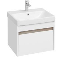 Тумба с раковиной белый глянец/ясень шимо 55 см Акватон Марти 1A2632K0MY010