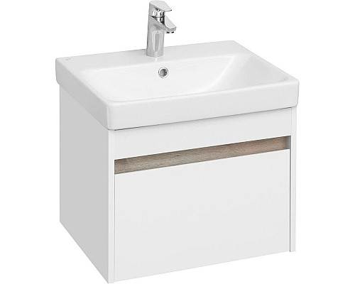 Купить Тумба с раковиной белый глянец/ясень шимо 55 см Акватон Марти 1A2632K0MY010 в магазине сантехники Santeh-Crystal.ru