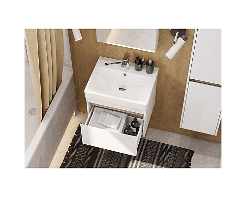 Купить Тумба с раковиной белый глянец/ясень шимо 55 см Акватон Марти 1A2632K0MY010 в магазине сантехники Santeh-Crystal.ru