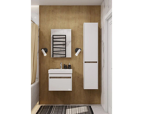 Купить Тумба с раковиной белый глянец/ясень шимо 55 см Акватон Марти 1A2632K0MY010 в магазине сантехники Santeh-Crystal.ru