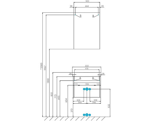 Купить Тумба с раковиной белый глянец/ясень шимо 55 см Акватон Марти 1A2632K0MY010 в магазине сантехники Santeh-Crystal.ru