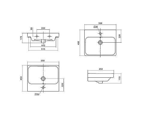 Купить Тумба с раковиной белый глянец/ясень шимо 55 см Акватон Марти 1A2632K0MY010 в магазине сантехники Santeh-Crystal.ru