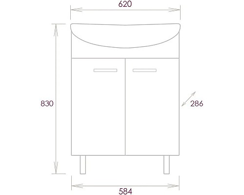 Купить Тумба с раковиной белый глянец 62 см Onika Коралл 106042 + UM-ERI60/1 в магазине сантехники Santeh-Crystal.ru