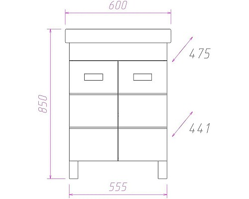 Заказать Комплект мебели белый глянец 60 см Onika Балтика 106035 + 1WH302082 + 205815 в магазине сантехники Santeh-Crystal.ru