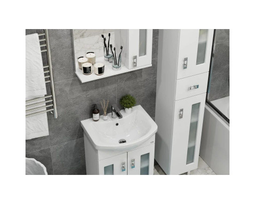 Приобрести Комплект мебели белый глянец 55 см Onika Кристалл 105555 + 1WH501702 + 205818 в магазине сантехники Santeh-Crystal.ru