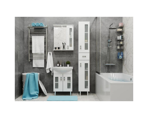 Приобрести Комплект мебели белый глянец 55 см Onika Кристалл 105555 + 1WH501702 + 205818 в магазине сантехники Santeh-Crystal.ru