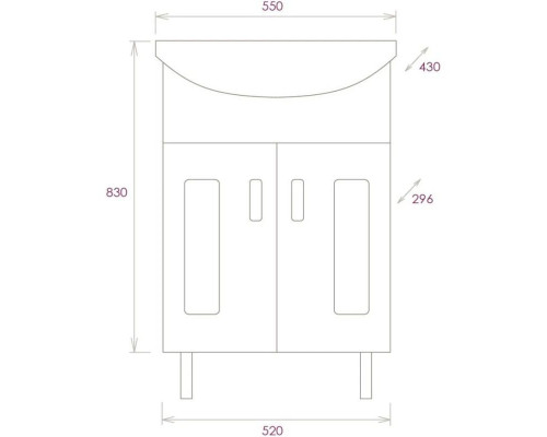 Приобрести Комплект мебели белый глянец 55 см Onika Кристалл 105555 + 1WH501702 + 205818 в магазине сантехники Santeh-Crystal.ru