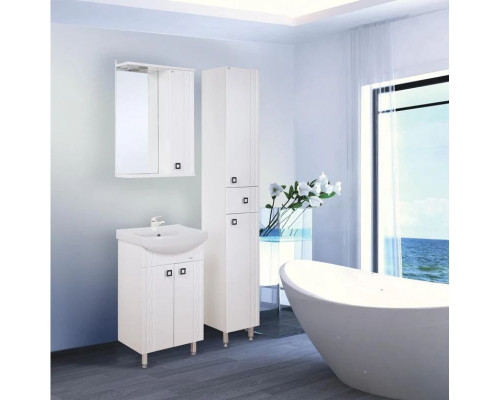 Приобрести Комплект мебели белый глянец 55 см Onika Лига 105554 + 1WH501702 + 205202 в магазине сантехники Santeh-Crystal.ru