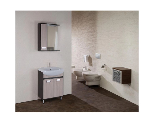 Купить Тумба с раковиной венге луизиана/ясень шимо светлый 54 см Onika Гамма 105537 + UM-ERI55/1 в магазине сантехники Santeh-Crystal.ru