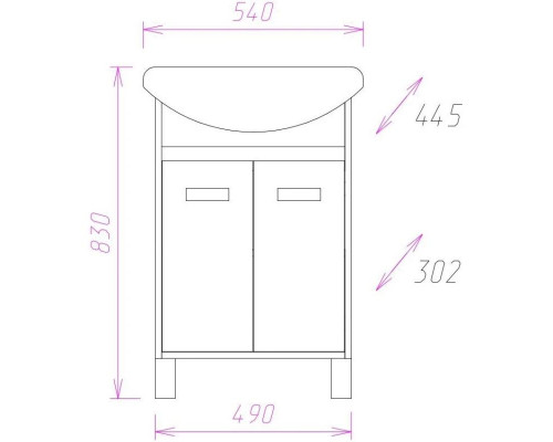 Купить Тумба с раковиной венге луизиана/ясень шимо светлый 54 см Onika Гамма 105537 + UM-ERI55/1 в магазине сантехники Santeh-Crystal.ru