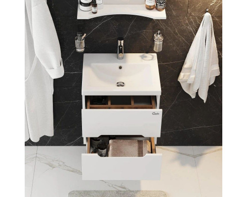 Приобрести Тумба с раковиной белый глянец 50 см Onika Айленд 105021 + 4630055557578 в магазине сантехники Santeh-Crystal.ru