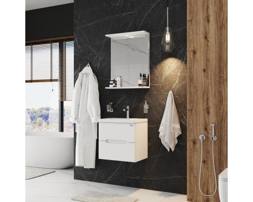 Приобрести Тумба с раковиной белый глянец 50 см Onika Айленд 105021 + 4630055557578 в магазине сантехники Santeh-Crystal.ru