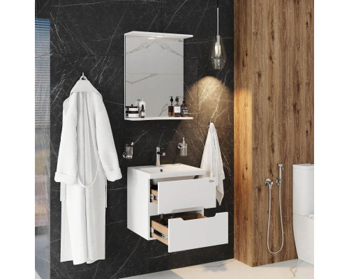 Приобрести Тумба с раковиной белый глянец 50 см Onika Айленд 105021 + 4630055557578 в магазине сантехники Santeh-Crystal.ru