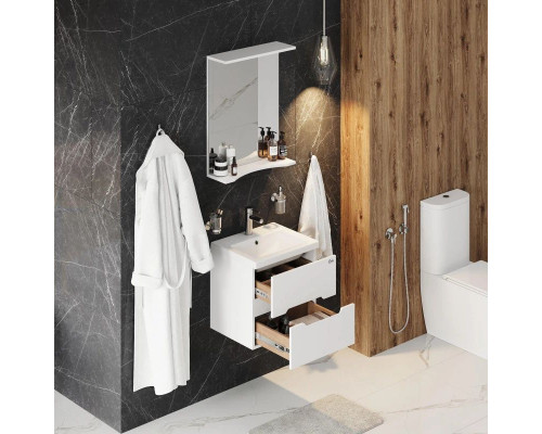 Приобрести Тумба с раковиной белый глянец 50 см Onika Айленд 105021 + 4630055557578 в магазине сантехники Santeh-Crystal.ru