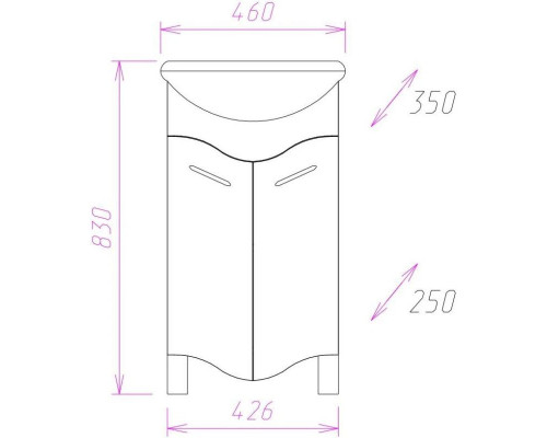 Купить Комплект мебели белый глянец 46 см Onika Лайн 104504 + 4620008192741 + 204802 в магазине сантехники Santeh-Crystal.ru