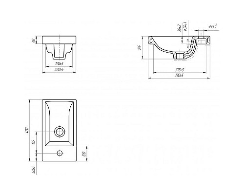 Купить Тумба с раковиной белый глянец 40 см Onika Милтон 104007 + UM-COM40/1 в магазине сантехники Santeh-Crystal.ru
