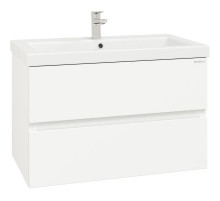 Тумба с раковиной белый глянец 80 см Onika Эвада 108058 + UM-COM80/1