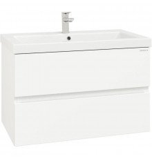Тумба с раковиной белый глянец 80 см Onika Эвада 108058 + UM-COM80/1