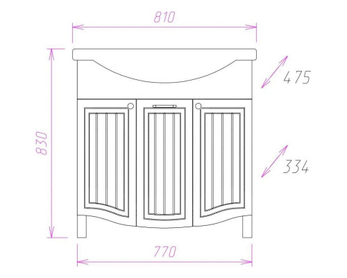 Приобрести Комплект мебели белое дерево 81 см Onika Арно 108035 + 4620008198941 + 208085 в магазине сантехники Santeh-Crystal.ru