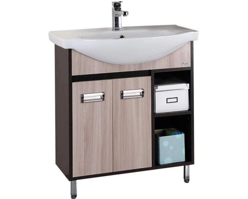 Купить Тумба с раковиной венге луизиана/ясень шимо светлый 76 см Onika Гамма 107511 + 4620008197371 в магазине сантехники Santeh-Crystal.ru