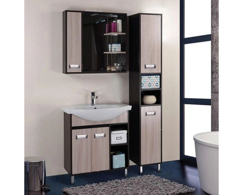 Купить Тумба с раковиной венге луизиана/ясень шимо светлый 76 см Onika Гамма 107511 + 4620008197371 в магазине сантехники Santeh-Crystal.ru