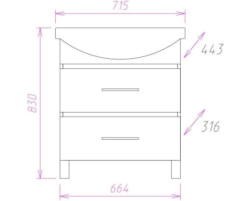 Приобрести Комплект мебели ясень шимо светлый 71,5 см Onika Дельта 107032 + 1WH207776 + 207020 в магазине сантехники Santeh-Crystal.ru