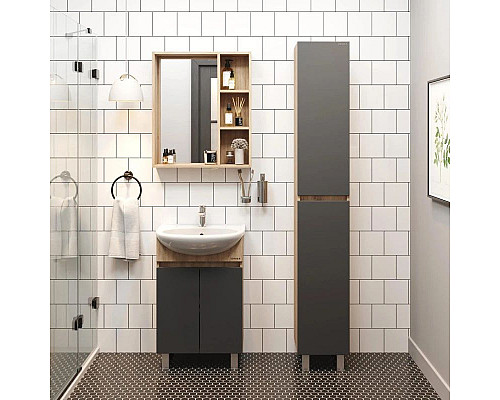 Приобрести Комплект мебели дуб сонома/серый матовый 61,5 см Onika Милтон 106147 + 4620008192772 + 206070 в магазине сантехники Santeh-Crystal.ru