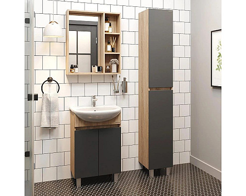 Приобрести Комплект мебели дуб сонома/серый матовый 61,5 см Onika Милтон 106147 + 4620008192772 + 206070 в магазине сантехники Santeh-Crystal.ru