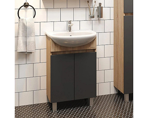 Приобрести Комплект мебели дуб сонома/серый матовый 61,5 см Onika Милтон 106147 + 4620008192772 + 206070 в магазине сантехники Santeh-Crystal.ru