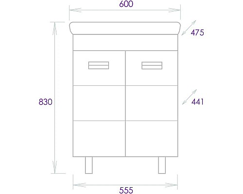 Заказать Комплект мебели белый глянец 60 см Onika Балтика 106139 + 1WH302082 + 205848 в магазине сантехники Santeh-Crystal.ru