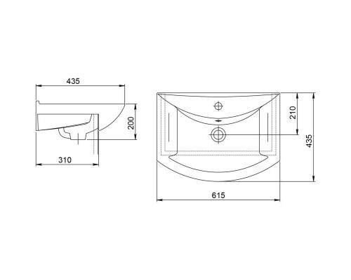 Купить Тумба с раковиной белый глянец 61,5 см Onika Лига 106134 + 1.3120.3.S00.11B.0 в магазине сантехники Santeh-Crystal.ru
