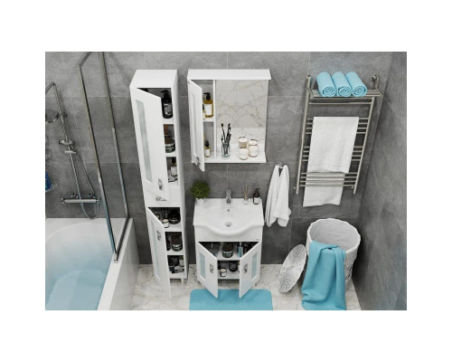 Приобрести Комплект мебели белый глянец 60,5 см Onika Кристалл 106123 + 1WH109652 + 205817 в магазине сантехники Santeh-Crystal.ru