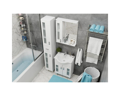 Приобрести Комплект мебели белый глянец 60,5 см Onika Кристалл 106123 + 1WH109652 + 205817 в магазине сантехники Santeh-Crystal.ru