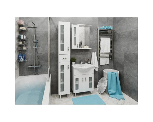 Приобрести Комплект мебели белый глянец 60,5 см Onika Кристалл 106123 + 1WH109652 + 205817 в магазине сантехники Santeh-Crystal.ru