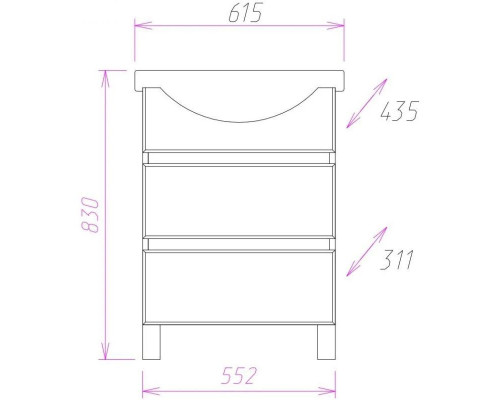 Приобрести Тумба с раковиной белый матовый/коричневый матовый 61,5 см Onika Элита 106122 + 1.3120.3.S00.11B.0 в магазине сантехники Santeh-Crystal.ru