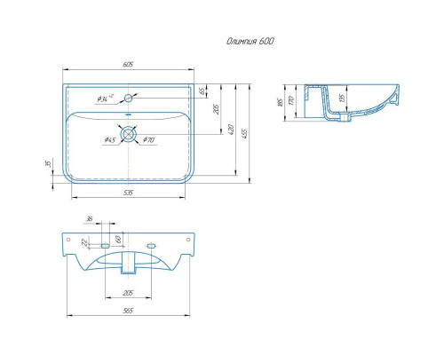 Купить Комплект мебели белый глянец 60,5 см Onika Неаполь 106104 + 4640021061152 + 206064 в магазине сантехники Santeh-Crystal.ru