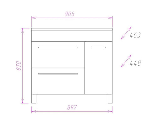Заказать Тумба с раковиной белый глянец 90,5 см Onika Олимп 109015 + 609001 в магазине сантехники Santeh-Crystal.ru