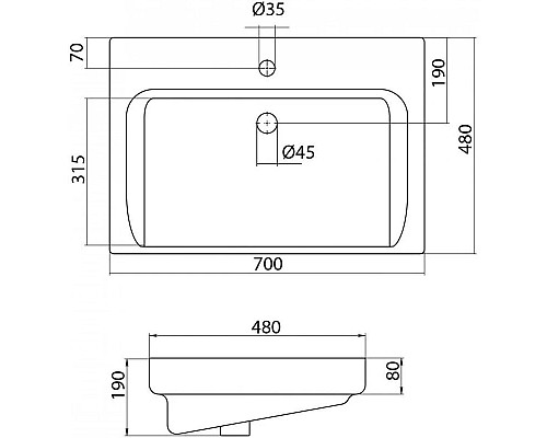 Купить Комплект мебели белый глянец 70 см Onika Балтика 107523 + 1WH302083 + 206704 в магазине сантехники Santeh-Crystal.ru