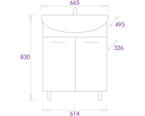 Приобрести Комплект мебели белый глянец 66,5 см Onika Стелла 106501 + 1WH110174 + 206505 в магазине сантехники Santeh-Crystal.ru